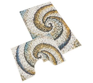 Koupelnová sada předložek 3D 60x100+60x50cm Oblázky béžové
