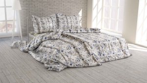 Polášek Povlečení krep 5920-25 100% bavlna Modrá květiny 140x200 / 70x90