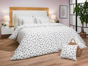 Bavlněné povlečení Anežka tmavě šedá na bílém 140x200, 70x90 cm