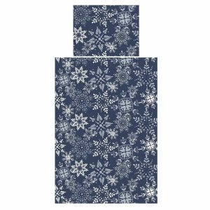 Bavlněné povlečení Snowflakes tmavě modré 140x200, 70x90 cm