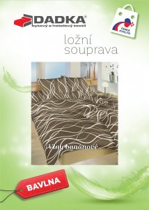 Bavlněné povlečení Vlny banánové na tmavě hnědém 140x200, 70x90 cm