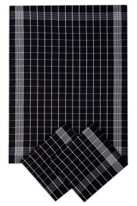 Kuchyňské utěrky z egyptské bavlny –  Pozitiv Černá / bílá 50x70 cm, 3 ks