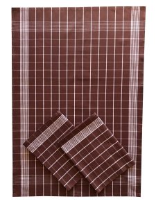 Kuchyňské utěrky z egyptské bavlny –  Pozitiv Tmavě hnědá / bílá 50x70 cm, 3 ks