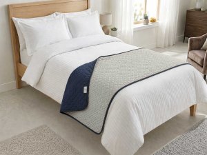 Šála na postel Ultra 51 R/66-390 světle šedá/tmavě modrá 70x280 cm