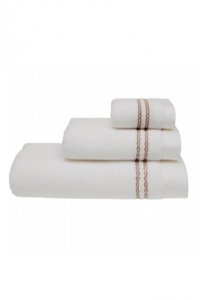 Soft Cotton Soft Cotton 3x malý ručník CHAINE 30x50 cm Bílá / béžová výšivka - 8698642055797
