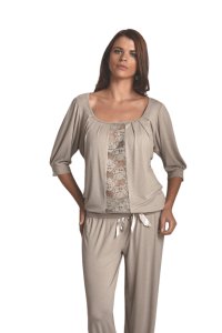 Soft Cotton Luisa Moretti Dámské bambusové pyžamo SERENA Béžová L - 8680404089584