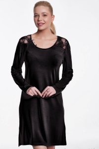Soft Cotton Luisa Moretti Dámská bambusová košilka ANNA S černá - 8680404112183