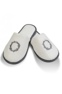 Soft Cotton Soft Cotton Pánské pantofle SEHZADE 42/44) Bílá / stříbrná výšivka - 8698642061361