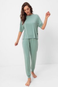 Soft Cotton Luisa Moretti Dámské bambusové pyžamo VALERIE L Mentolová Luisa Moretti Dámské bambusové pyžamo VALERIE L Mentolová - 8680404153155