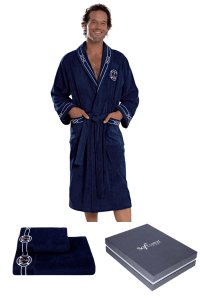 Soft Cotton Soft Cotton Luxusní pánský župan MARINE MANs ručníkem a osuškou v dárkovém balení XL + ručník + osuška +  box Tmavě modrá Soft Cotton Luxusní pánský župan MARINE MAN s ručníkem a osuškou - 8698642055759