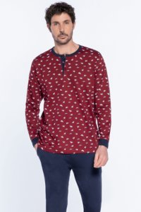 Soft Cotton GUASCH Pánské pyžamo JUAN XXL Bordó GUASCH Pánské pyžamo JUAN XXL Bordó - 8431204603988