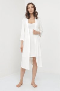 Soft Cotton Luisa Moretti Dámská bambusová košilka ERICA s županem M Krémová Luisa Moretti Dámská bambusová košilka ERICA s županem M Krémová - 8680404141060