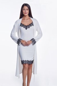 Soft Cotton Luisa Moretti Dámská bambusová košilka LORA s županem L Krémová Luisa Moretti Dámská bambusová košilka LORA s županem L Krémová - 8680404127200