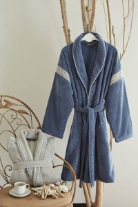 Soft Cotton Soft Cotton Krátký dámský župan VIVIAN L Modrá - 8698642056572