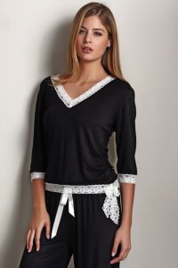 Soft Cotton Luisa Moretti Dámské bambusové pyžamo ROZALIE L černá - 8680404145730